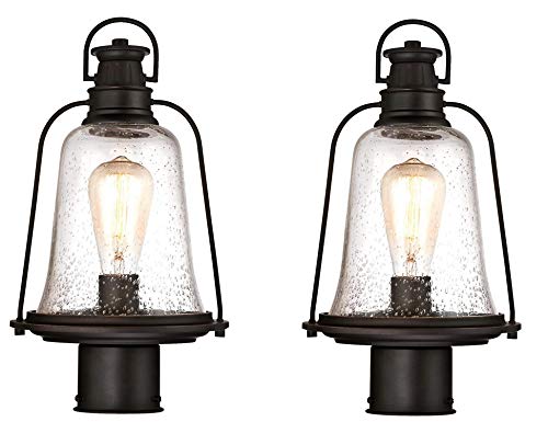 Westinghouse Lighting 6347000 Brynn One-Light Outdoor Post-Top Fixture, Oil Rubbed Bronze Finish With Highlights And Clear Seeded Glass #TOP4