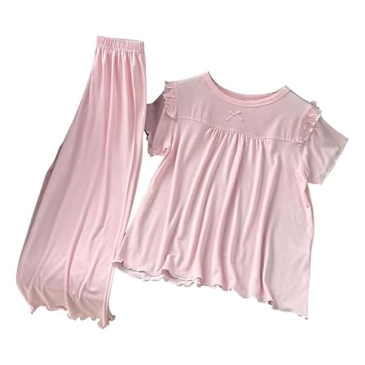 FGUUTYM Pijamas de manga larga sueltos para niñas, primavera, y, ropa de casa cómoda y de moda Spirit Niña Pijamas, Rosa., 14-15 años