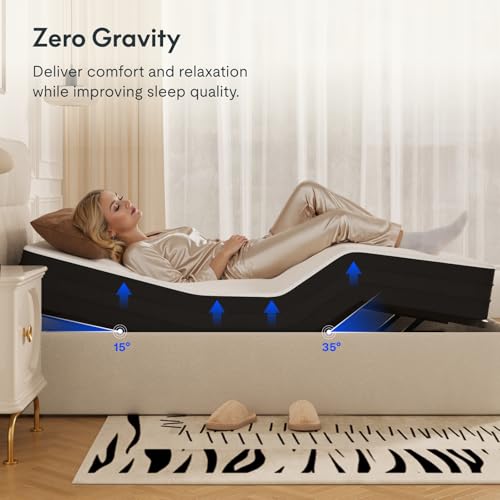 Image of FLEXISPOT Adjustable Bed Base with Massage & 10'' Gel Memory Foam Mattress