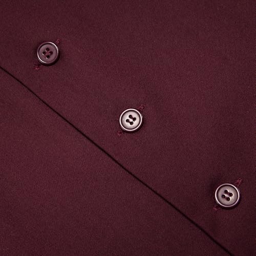Image of Hi-Tie Men's Formal Suit Vest Solid Fit Vest for Men 3 Pockets V Neck Waistcoat Business Wedding Casual