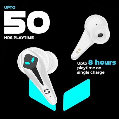 Image of HOPPUP Predator Xo3 Gaming Earbuds with 35MS Low Latency, 13MM Drivers & 50H Playtime Bluetooth (White, True Wireless)