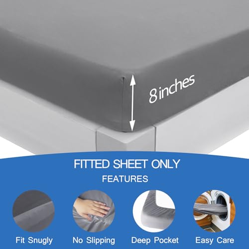 Image of Sofa Bed Queen Sheets Only, Queen Sleeper Sofa Sheet 60 inch X 74 inch with 8 inch Deep Pocket, Bed Mattress Sheets Stretchable Breathable Jersey Knit Cover, 1 Pack, Gray