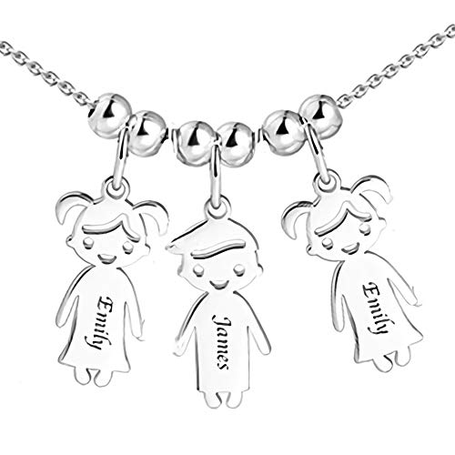 Enfants Pendentif Nom Mère Collier Personnalisé avec 1-5 Prenoms Gravure Bébé Fille et Garçon Charme Or Argent 925 pour la Fête des Mères Cover
