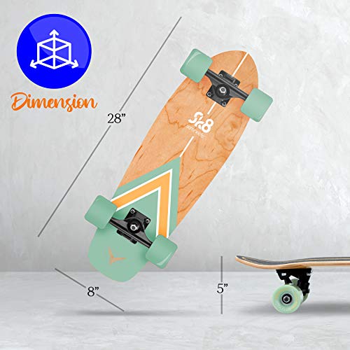 Serenelife Complete Standard Skateboard Mini Cruiser - 6 Ply Canadian & Bamboo Maple Deck Complete Double Kick Skate Board W/ 5" Aluminum Trucks - For Kids, Teens, Adults - Serenelife Sl5Sbgr (Aqua) #TOP1