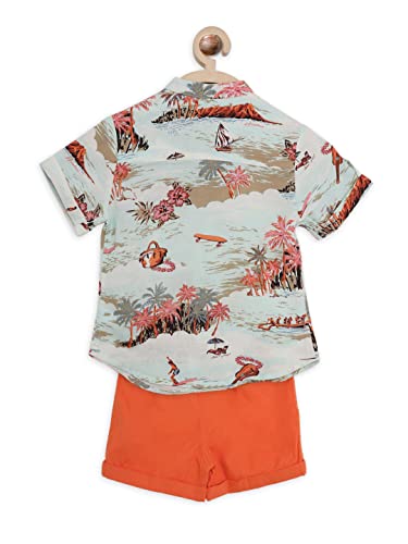 Image of Nautinati Boys Printed Collared Shirt with Shorts Clothing Set | Age 1-5 Years