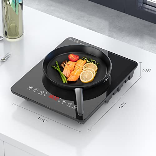GTKZW Portable Induction Cooktop, Single Burner Electric Cooktop 110v Hot Plates Countertop Burner 1800W,9 Power & 9 Temperature Settings, Child Lock,Timer,Suitable for Magnetic Pans - Image 5