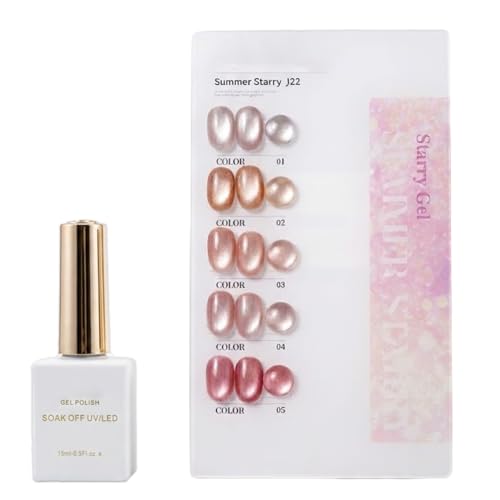 Image of Set of 6 Professional Cat Eye Gel Polish | Magnetic Nail Art Gel Polish | UV /LED Soak-Off | Long-Lasting | Shiny Cat-Eye Effect (15 ML) (Light Shade)