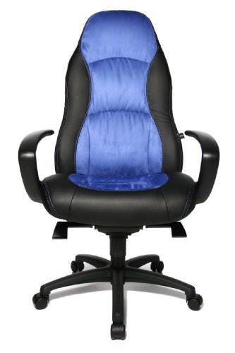 Preisvergleich Produktbild Topstar Speed Chair, Chefsessel, Bürostuhl, Schreibtischstuhl, inkl. Armlehnen, Kunstleder / Mikrofaser, schwarz / blau