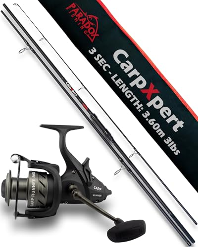 Paradox Fishing Karpfenrute CarpXpert 12ft 3,60m 3 LBS 3-teilig mit 5000 Carp Runner Karpfenrolle – Karpfen Angel Karpfen Rute Paradox Fishing Karpfenrute CarpXpert 12ft 3,60m 3 LBS 3-teilig mit 5000 Carp Runner Karpfenrolle – Karpfen Angel Karpfen Rute