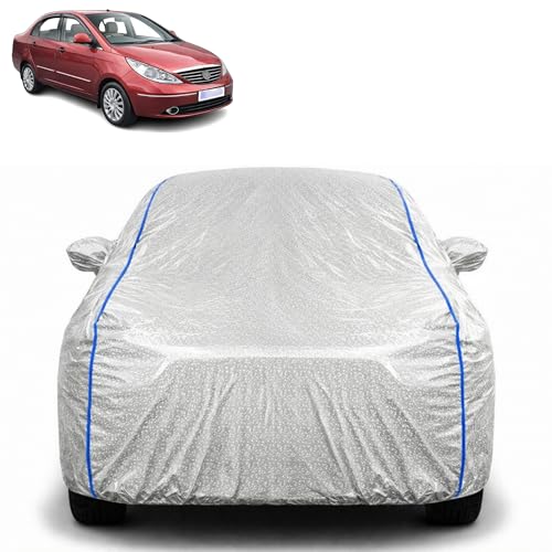 Image of Waterproof Car Cover for Tata Manza | All Weather Protection | UV Resistant & Dustproof | Soft Cotton Lining to Prevent Scratches | Triple Stitched with Mirror Pockets & Elastic Hem