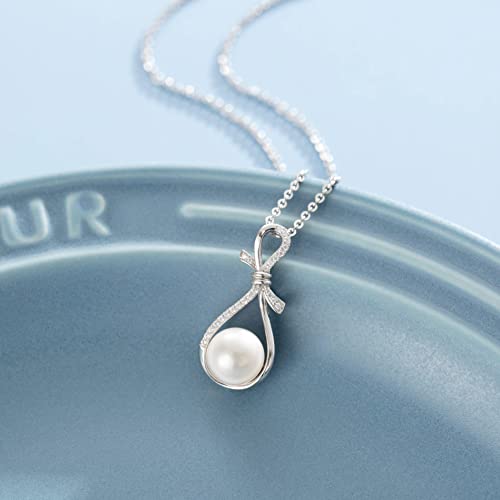 Fancime June Birthstone Necklace Infinity Pearl Necklace 9-10Mm Genuine Freshwater Pearl In Sterling Silver Pearl Gifts Fine Jewelry For Women #TOP2