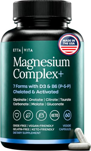 Image of Magnesium Complex for Women & Men 500mg (7-in-1) with Vit D3 & B6 - 60 Ct | Oxide-free and filler-free, 7 bioavailable forms including glycinate, citrate & malate for sleep, cramps & stress, vegan, USA