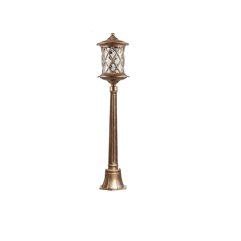 QUSYZD Lamp Post Lights Outdoor, Lamp Post Lights, Creative European Outdoor Lighting Street Lights E27 Glass Lampshade Bright Landscape Lamp Ip54 Professional Waterproof Garde,Brass-Height 110cm