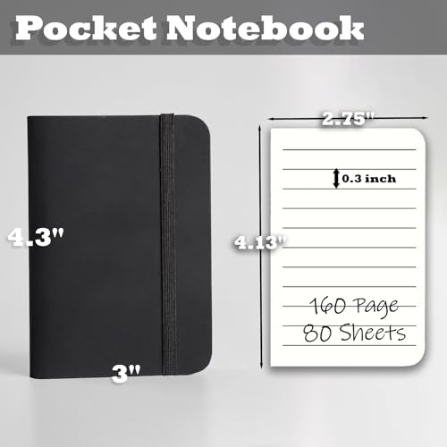 Carnet de poche rigide petit format papier ligné épais 200 pages lot de 2 - 2