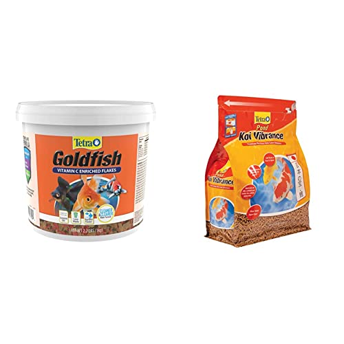 Tetra Goldfish Flakes 2.2 Pound Bucket, Nutritionally Balanced Diet For Aquarium Fish & 16485 Koi Vibrance Sticks Fish Food, 2.42 Pound #TOP22