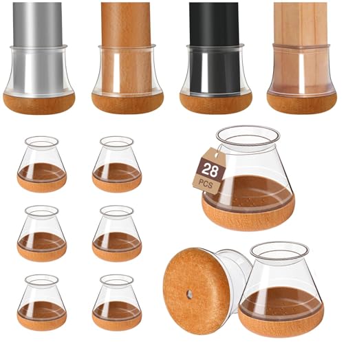 GICUNK 28 Piezas Protector Patas Sillas, Silicona Protector Patas Muebles, Redondas Tapas Patas Sillas, Proteger Pisos de Madera Dura（Fit 13-20mm