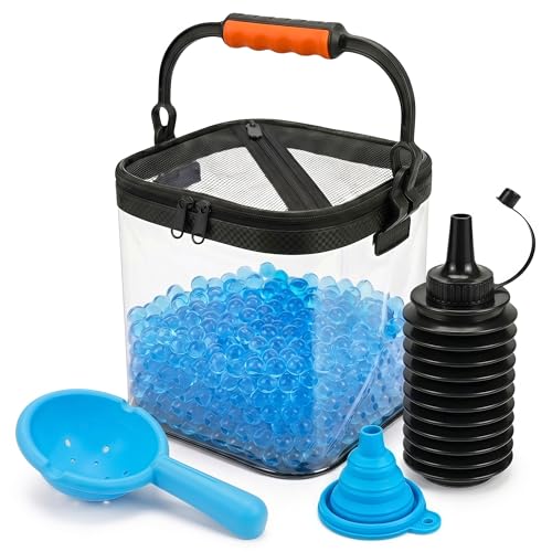 KTAB Foldable Gel Ball Blaster Ammo Bucket & Speed Loader Kit Large Capacity Gel Ball Storage Container with Mesh Drainage Portable Ammo Organizer for Gel Ball Blaster Accessories