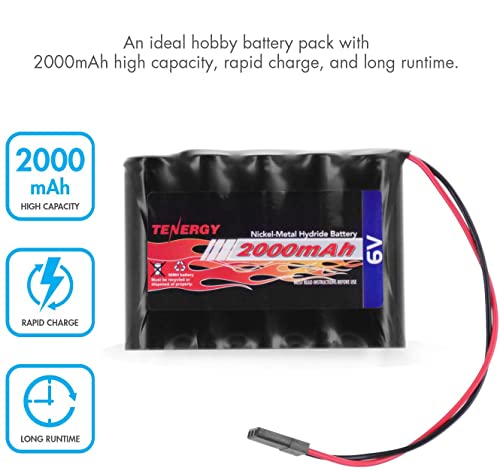 Tenergy 2 Pack Nimh Receiver Rx Battery With Hitec Connectors 6V 2000Mah High Capacity Rechargeable Battery Pack For Rc Airplanes/Rc Aircrafts And More #TOP1