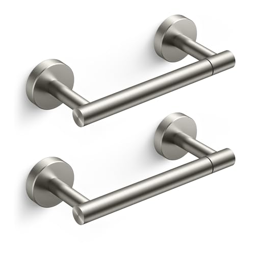 Image of FORIOUS Toilet Paper Holder Wall Mount, Stainless Steel Rustproof Double Post Pivoting Tissue Roll Holder for Bathroom, Commercial Toilet Paper Dispenser (2 Pack, Stainless Steel)