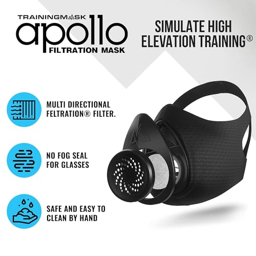 TRAININGMASK Black Tactical for Particulate Filtration with 10 Filters Included