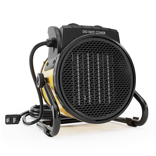 Joanolga Outdoor Heaters for Patio, 1500W Electric Greenhouse Heater with 3S PTC Ceramic Fast Heating, Overheat Protection, 3 Modes for Outdoor, Patio, Greenhouse, Garage, Indoor, Yellow