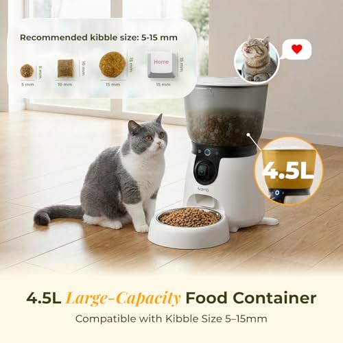 ARENTI Automatic Cat Feeder and Water Dispenser with Camera, 2K Adjustable View & Invisible Privacy Mode, 4.5L Cat Food Dispenser Fountain Combo, 5G/2.4G WiFi, 2-Way Audio, AI Alerts, Battery Backup - Image 5