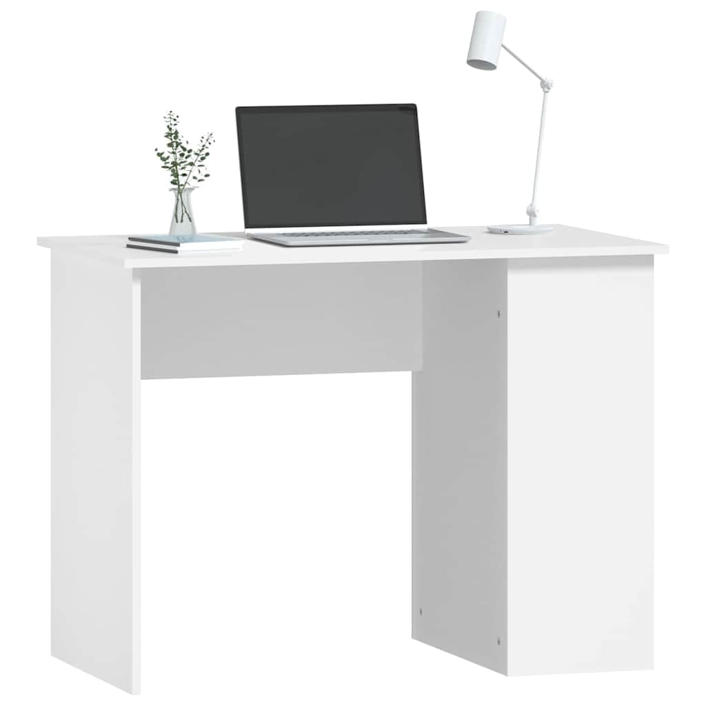 Biurko białe 100 x 55 x 75 cm, materiał drewnopochodny z 2 półkami