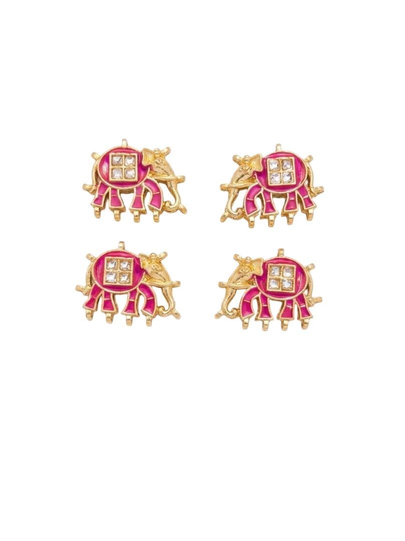 Architha creations,4 pcs Elephant Charms for Jewellery Making,aari work,blouse designing,attached holes at all sides,easy to use, Enamel with Rhinestone Details-image-37