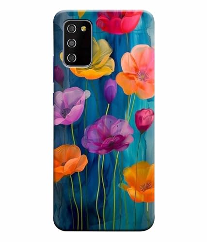 Image of Printed Hard Back Case Cover & Compatible for Samsung Galaxy M02S / Samsung Galaxy F02S | Flower Vector Art (Multicolor) - D1193