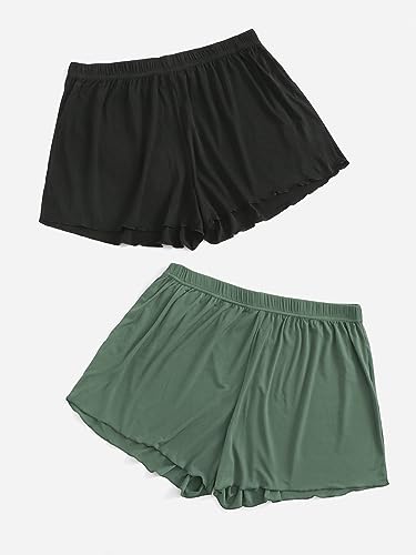 Image of Floerns Women's Plus Size Solid Pajama Shorts 2 Pack Soft Lounge Sleep Shorts