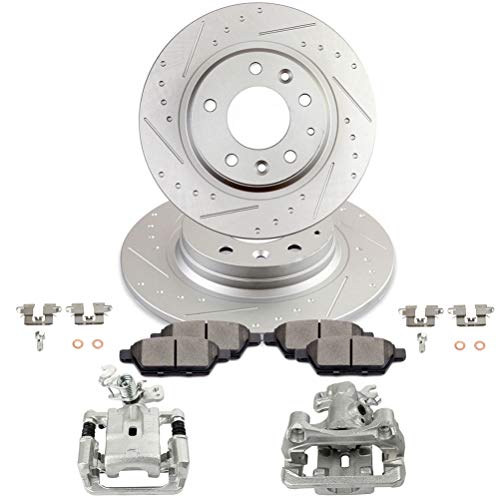 Image of SCITOO Rear Brake Kit [4] Brake Pads [2] Brake Rotors [2] Brake Disc Calipers w /Bracket Compatible With 2006-2012 for Ford for Fusion,2007-2012 for Lincoln for MKZ