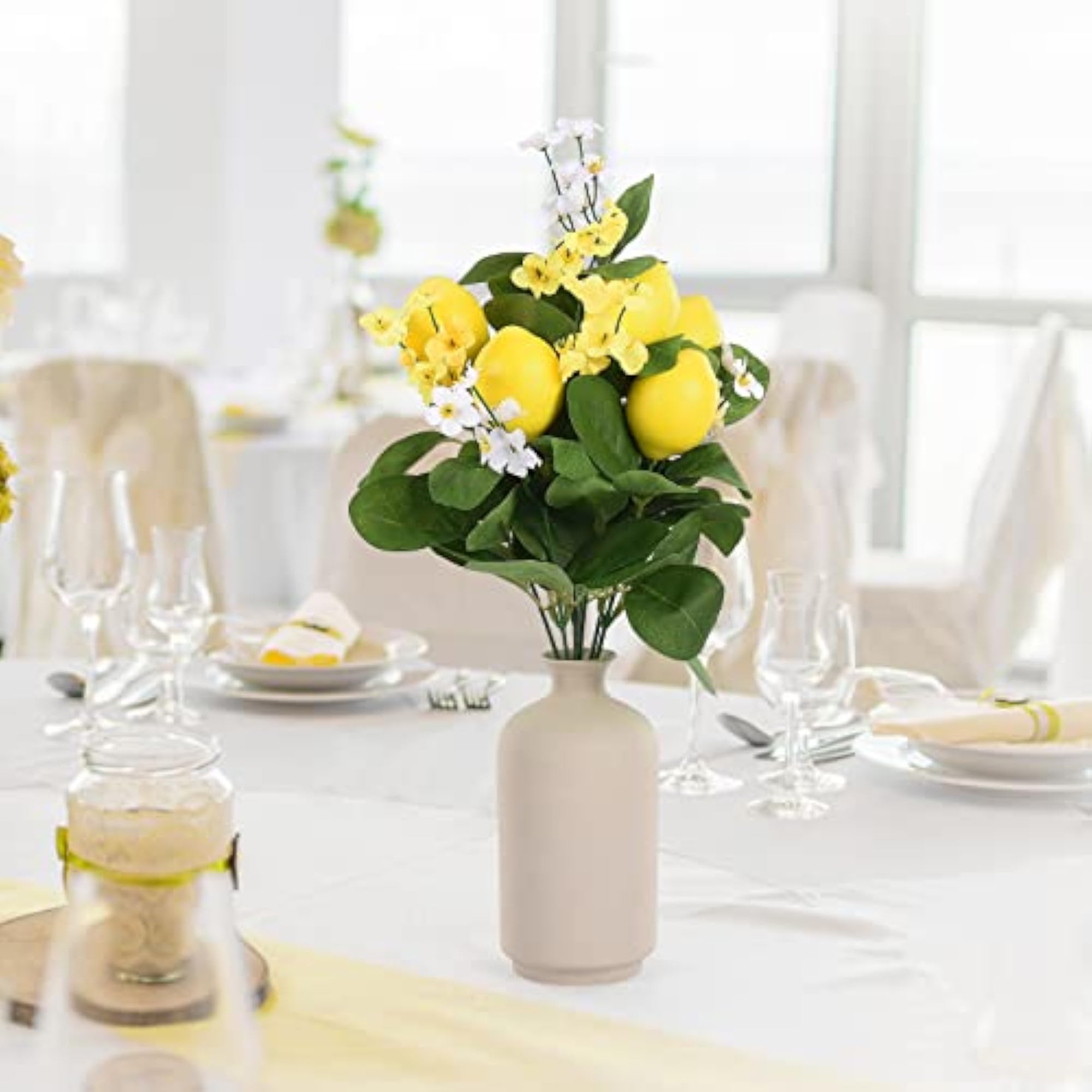 2 Pack Artificial Lemon Branches Yellow Lemon Fruit Decor