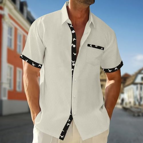 PORCLAY Men's Polo Shirt Summer Waffle Short Sleeve Blouses Button Down Beach Tops Textured Golf Shirts with Pocket - Image 3