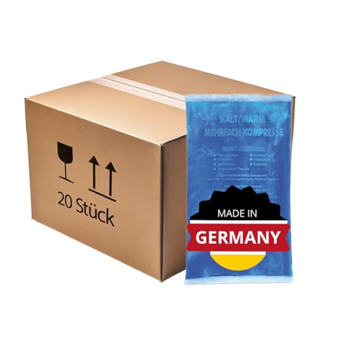 KK Kalt-Warm Kompresse 9 × 16 cm – 20er-Pack Wiederverwendbare Therapie-Kompressen für Kälte- & Wärmeanwendungen bei Prellungen, Verstauchungen, Gelenk- & Zahnschmerzen, Rücken, Schulter