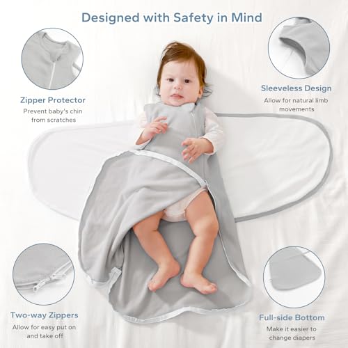 Image of ZIGJOY Swaddle Sleep Sack Newborn 1.5 Tog Fleece Wearable Blanket Baby 0-6 Months - Lightweight MicroFleece Winter Sleeping Sacks Bag for Infant Girl Boy Gifts, Grey