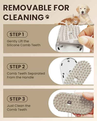 Image of Cat Steam Brush for Shedding, Pet Steam Brush for Cats and Dog, 4 in 1 Rechargeable Cat Hair Brush, Spray Anti-Static, Massage, Cleaning, Shedding & Combing All In One, for Long & Short Haired Pets!