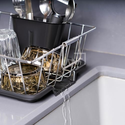 Image of RADIANT Basket Drainer & Dish Drainer Basket for Kitchen /Utensil Stand for Kitchen /Dish Drying Rack with Drainer /Bartan Stand /Dish Rack (17 x 9 Inches - Black)