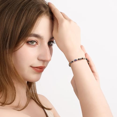 Protection Bracelet, empath protection, black obsidian Crystals and Healing Stones Bracelet for Women ，Luck ，Anxiety and Stress Clam Bracelet4