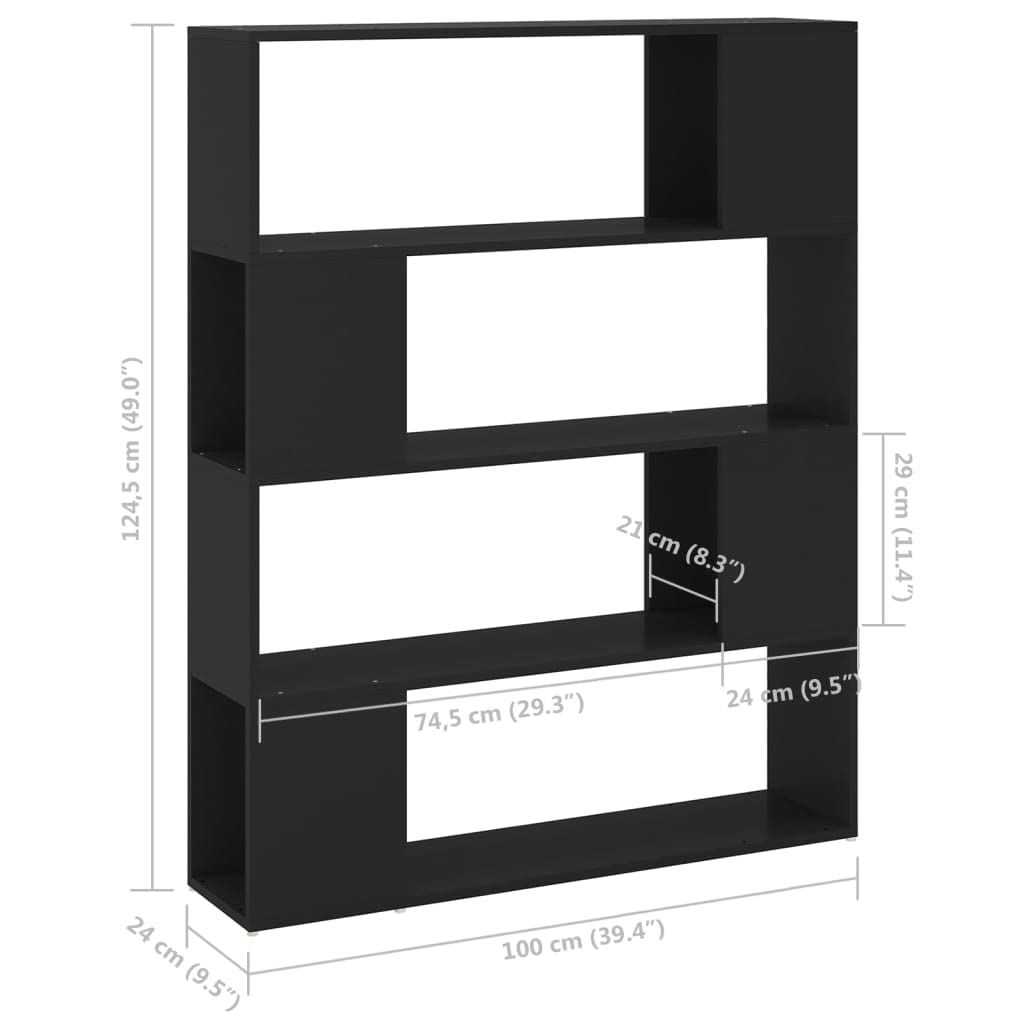 Générique Libreria a 4 scomparti, 100 x 24 x 124 cm, mobile portaoggetti con separatore di stanze, scaffale robusto per libri, DVD e oggetti decorativi