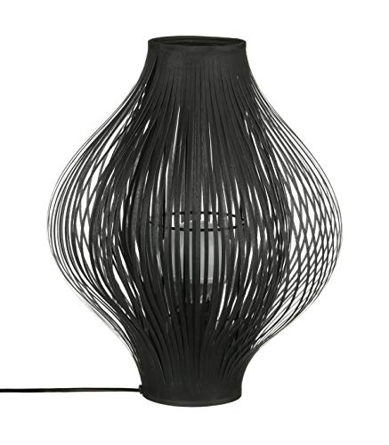 Lampe design à poser - métal et lamelles de tissus - coloris NOIR