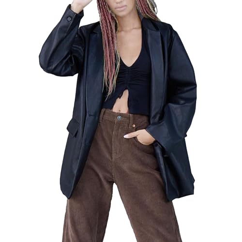 Manteau de motard look urbain en similicuir noir pour sorties et soirées