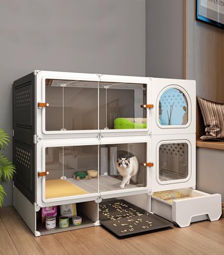 Cat Cage with Litter Box & Sliding Door