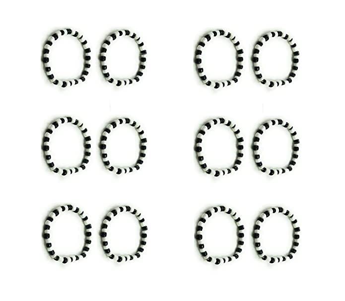 fashion accessories Nazar Bead Bangle Set Nazariya for Newborn Baby Boy Girl Kid Child Jewelry With Black and White Beads (Free Size) (0-12), 6 Pairs Set