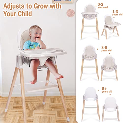 Baby High Chair With Double Removable Tray For Baby/Infants/Toddlers, 6-In-1 Wooden High Chair/Booster/Chair | Grows With Your Child | Adjustable Legs | Modern Design | Easy To Assemble… #TOP5