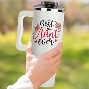 Vivulla68 Mothers Day Gifts For Aunt Best Aunt Ever Tumbler 40Oz With Handle Aunty Gifts from Niece Nephew Best Auntie Ever Present Aunty Cup Funny Drinking Cups Ideas For Her Gift for Auntie