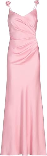 Satin V-Neck Draped Gown