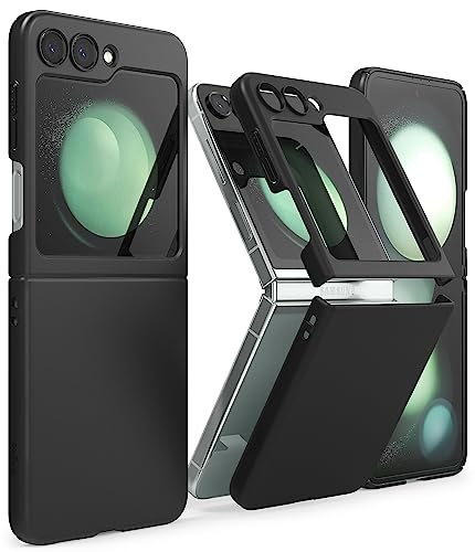 Ringke Slim [Minimalist Fit] Compatible with Samsung Galaxy Z Flip 5 Case for Women and Men, Simple Modern Sleek Design, Protective Sturdy Solid 5G Cover with Lanyard Hole - Black