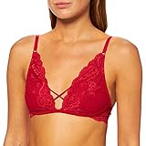 Amazon-Marke: Iris & Lilly Damen Bügelloser und unwattierter BH aus Spitze, Rot (Scooter), 38 (Label: M)