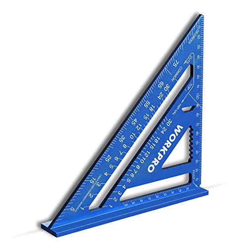 WORKPRO Equerre Menuisier 180 mm, Equerre de Charpentier Triangulaire en Alliage d'Aluminium, Equerre Multifonctionnels pour Bricolage, Outillage, Menuiserie (Métrique)