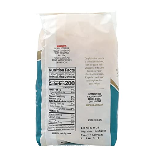 Colavita Gluten-Free Cut Fusilli Pasta - Gluten-Free - Pasta Lovers - Perfect for Gluten Intolerant - 12 oz - Pack of 12